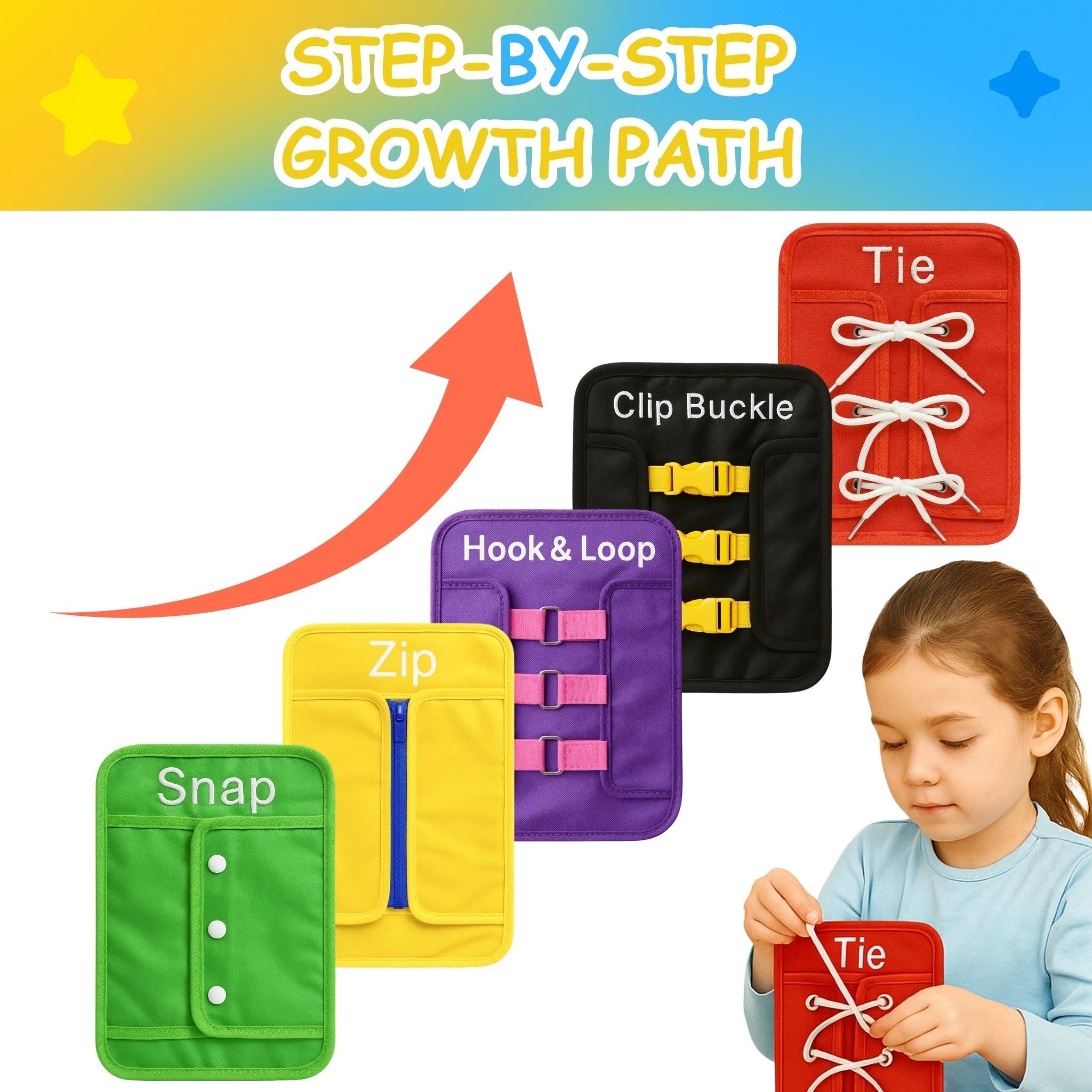PeekaPlay 5-in-1 Busy Board — Montessori Life Skills Toy