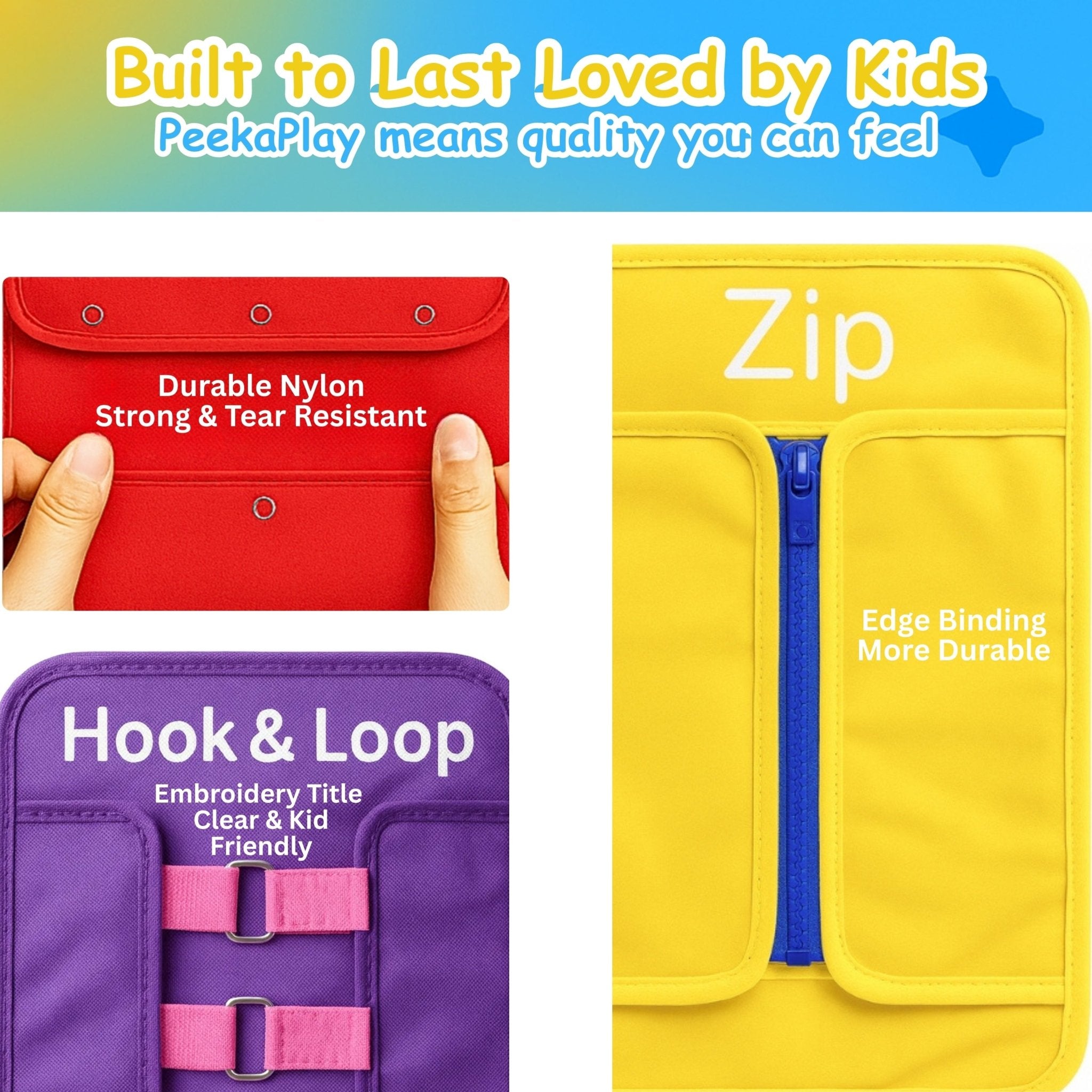 PeekaPlay 5-in-1 Busy Board — Montessori Life Skills Toy
