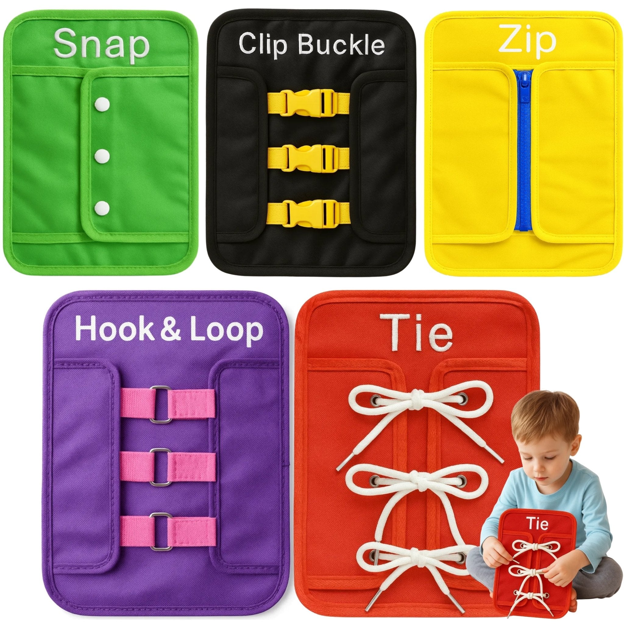 PeekaPlay 5-in-1 Busy Board — Montessori Life Skills Toy