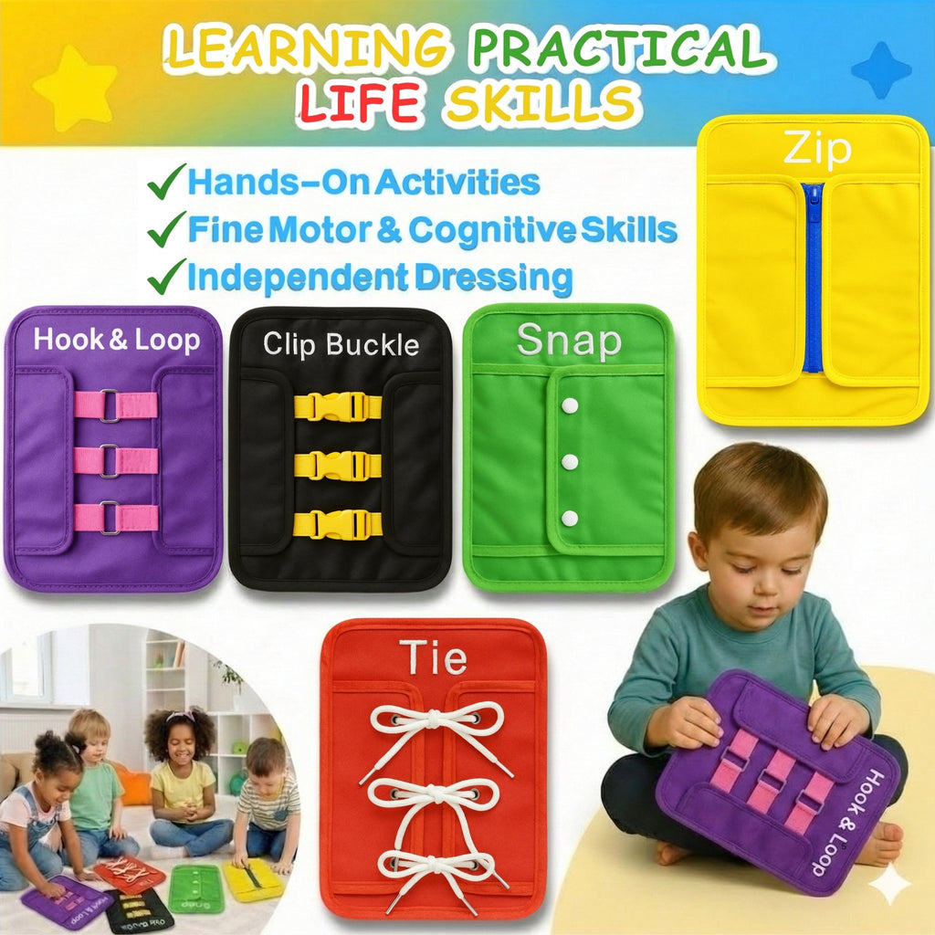 PeekaPlay 5-in-1 Busy Board — Montessori Life Skills Toy