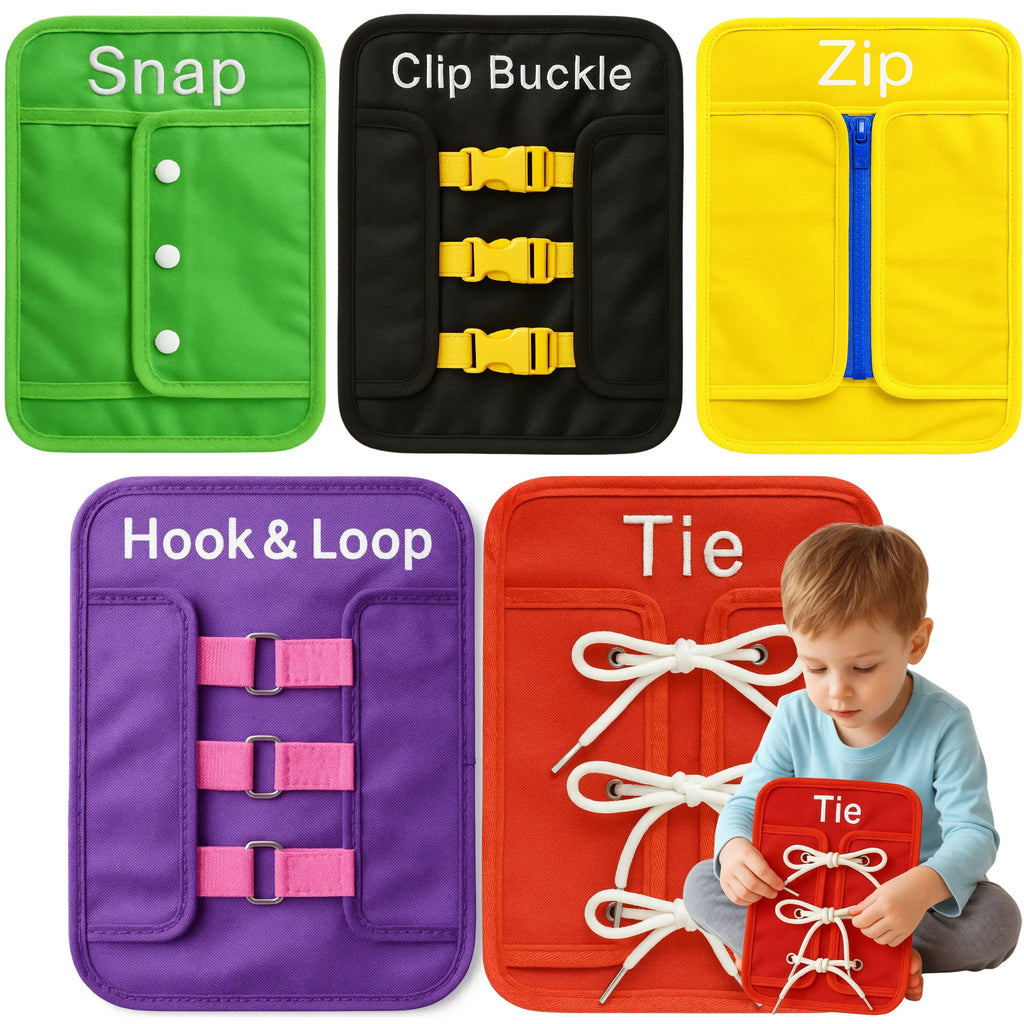 Fine Motor Skills Toy, 5-in-1 Montessori Busy Board, Ages 3+