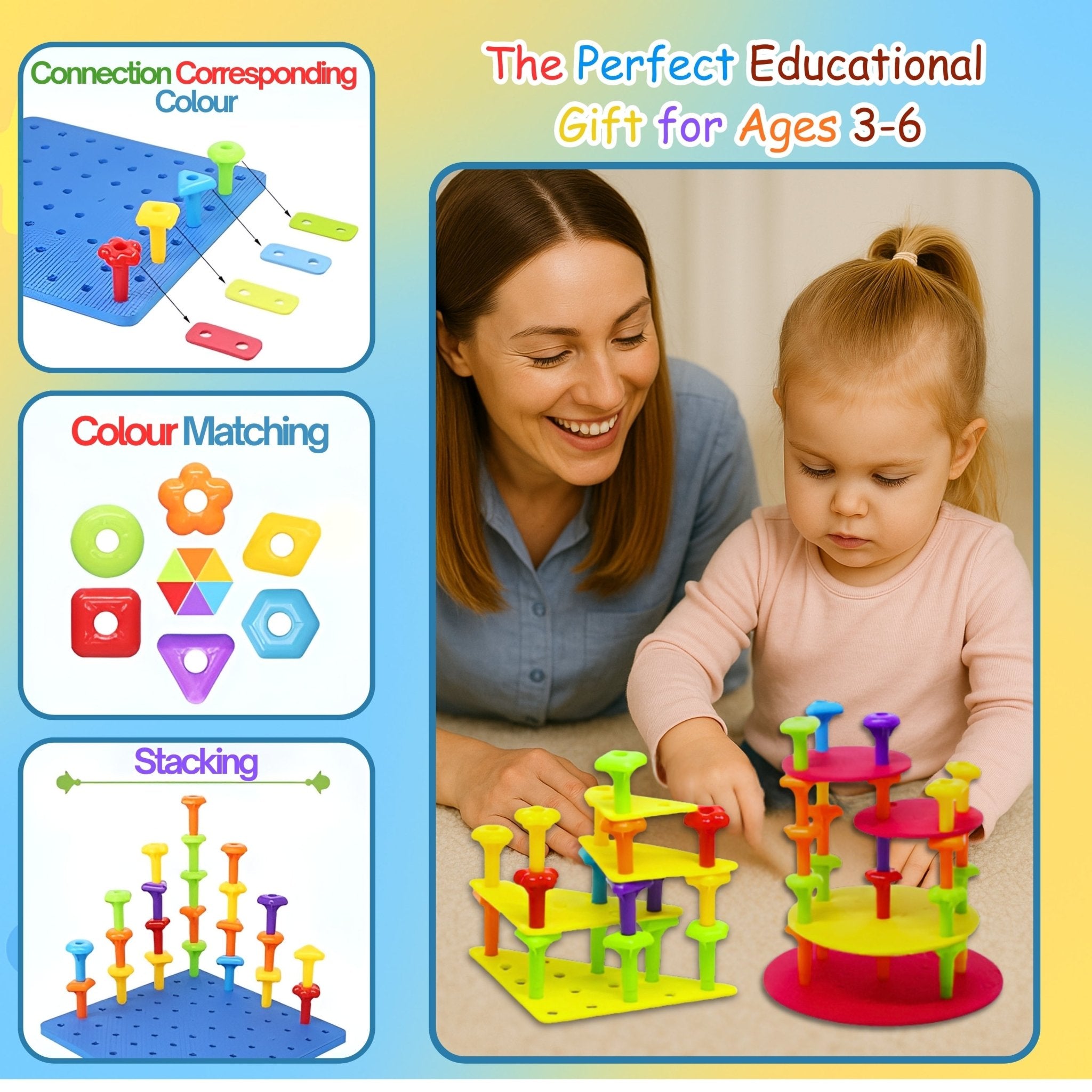 PeekaPlay Building Stacking Foam Toy Set - 73 Pcs STEM Learning Toy