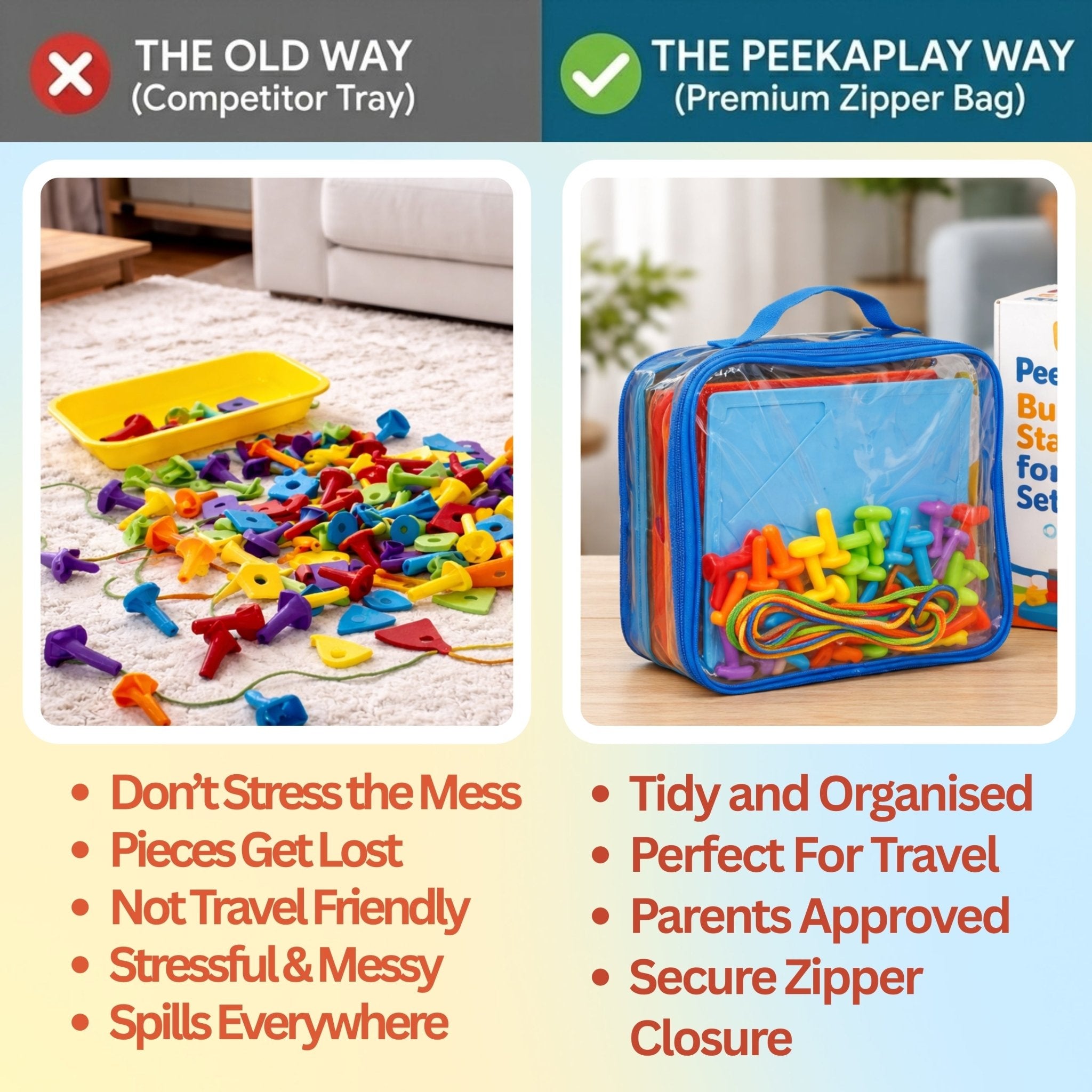 PeekaPlay Building Stacking Foam Toy Set - 73 Pcs STEM Learning Toy