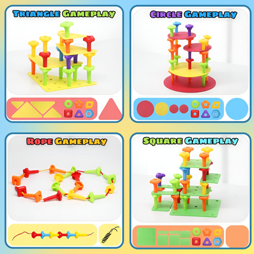 PeekaPlay Building Stacking Foam Toy Set - 73 Pcs STEM Learning Toy