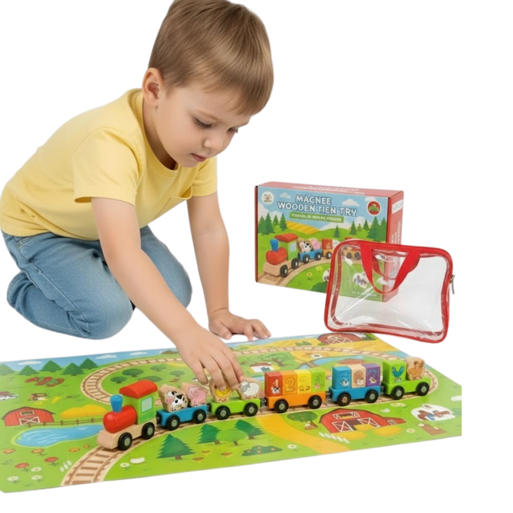Wooden Magnetic Farm Train Set